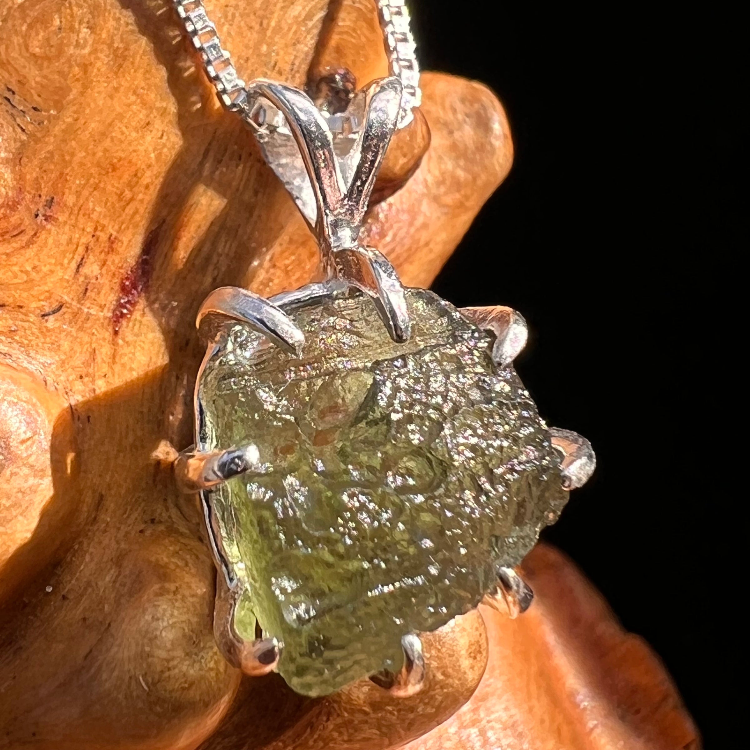 Raw Moldavite Pendant Sterling Silver #7816-Moldavite Life