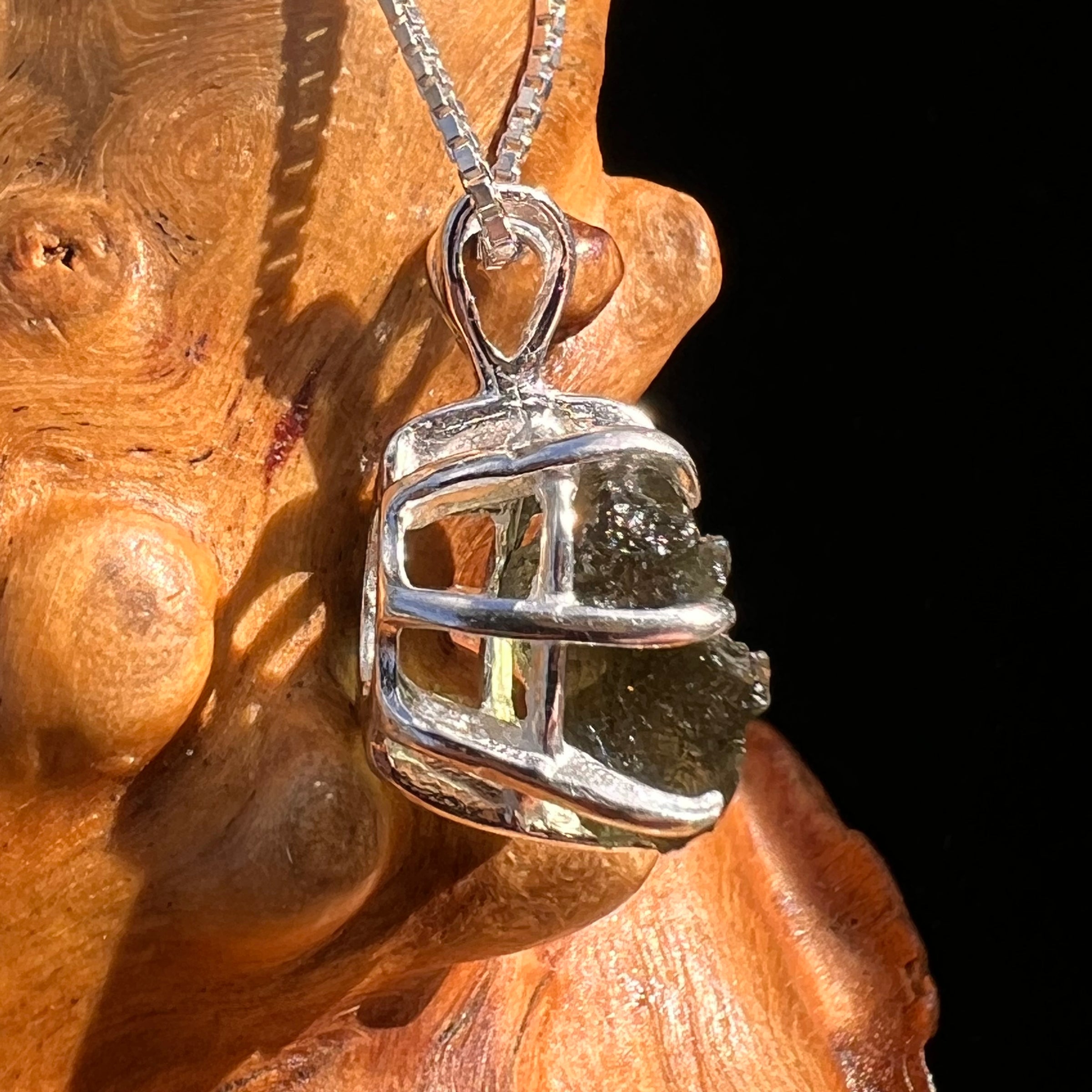 Raw Moldavite Pendant Sterling Silver #7816-Moldavite Life
