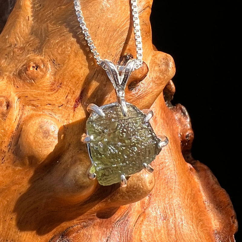 Raw Moldavite Pendant Sterling Silver #7816-Moldavite Life