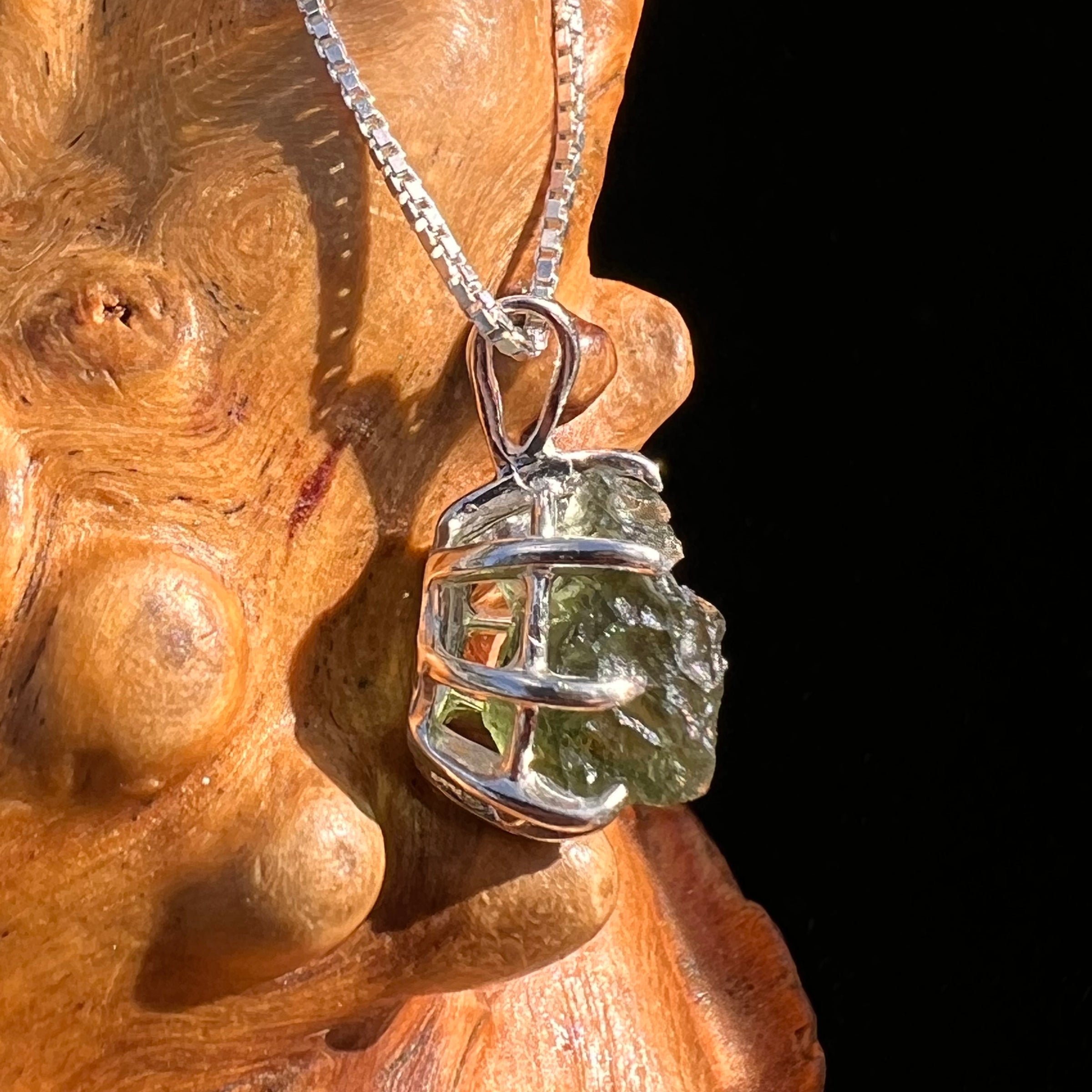 Raw Moldavite Pendant Sterling Silver #7817-Moldavite Life