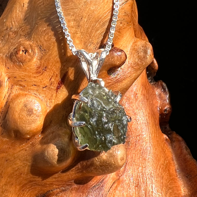 Raw Moldavite Pendant Sterling Silver #7817-Moldavite Life