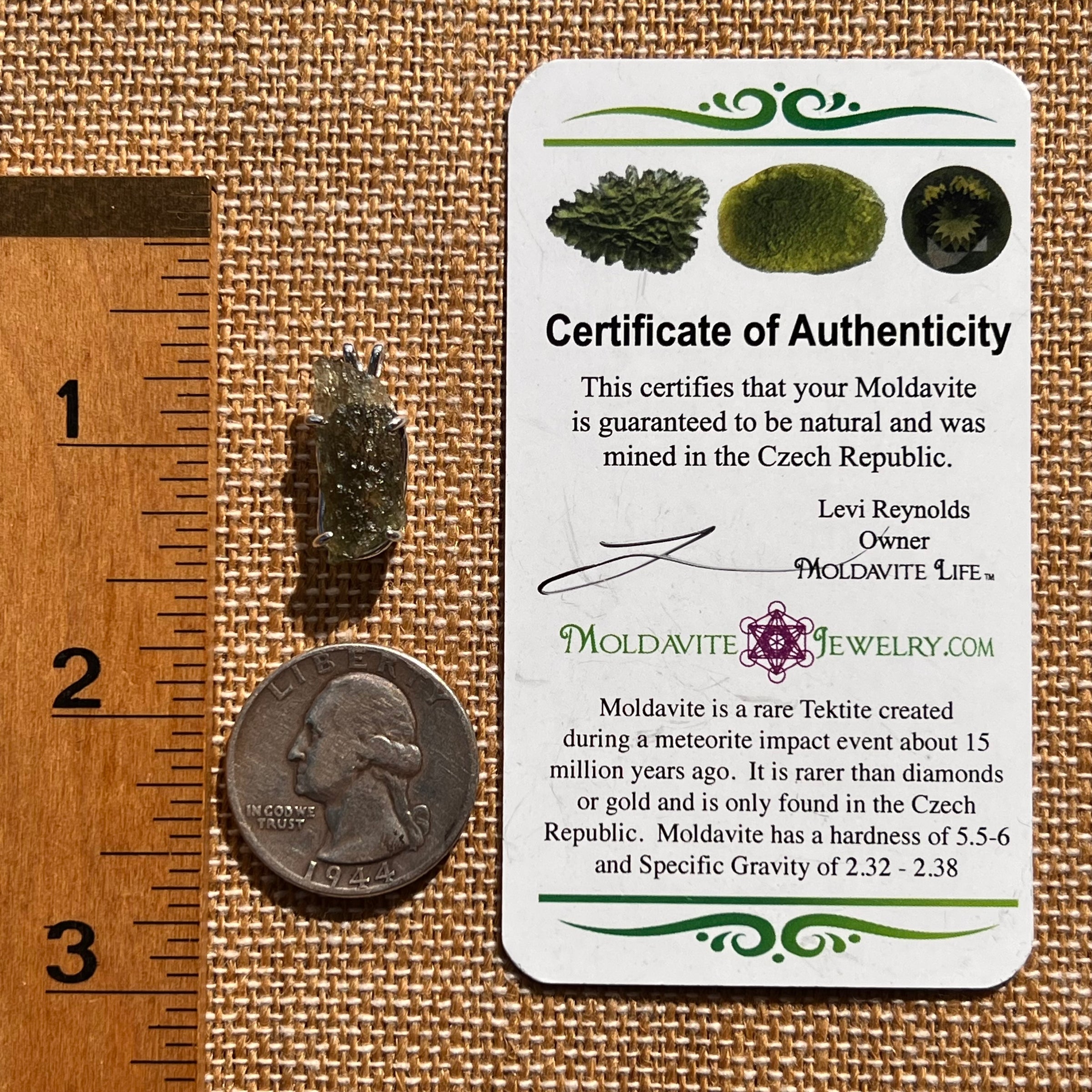 Raw Moldavite Pendant Sterling Silver #7818-Moldavite Life
