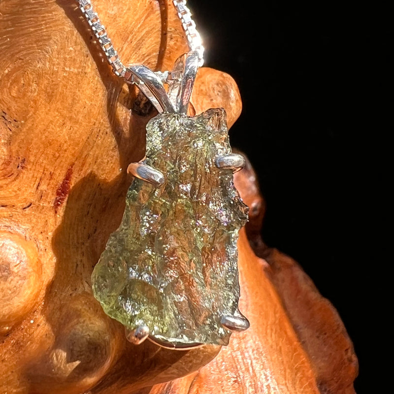 Raw Moldavite Pendant Sterling Silver #7819-Moldavite Life