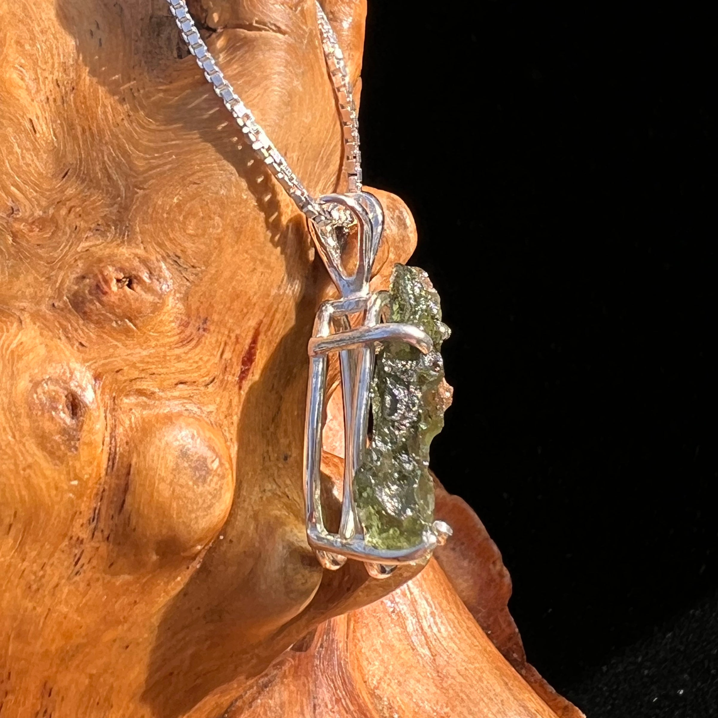 Raw Moldavite Pendant Sterling Silver #7819-Moldavite Life