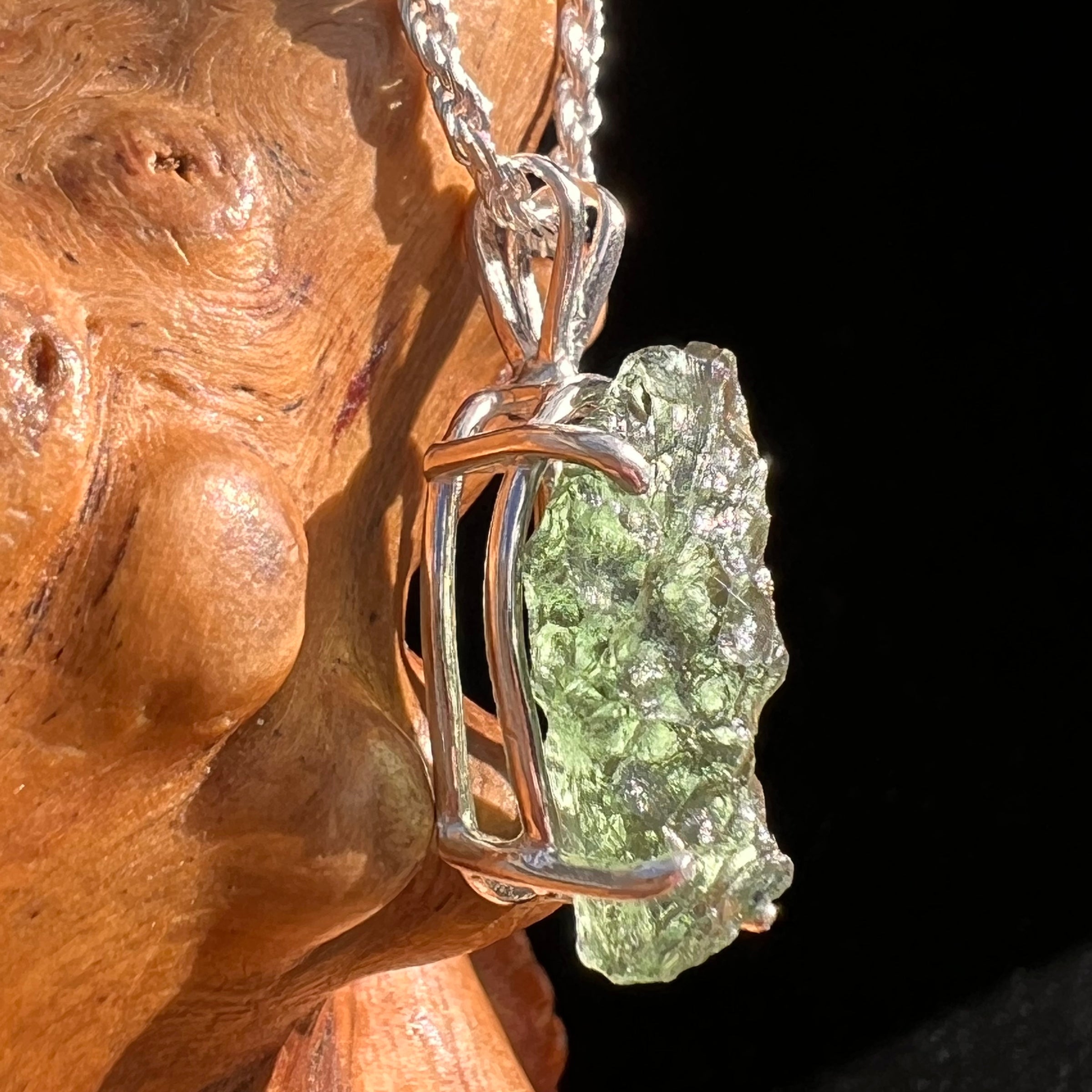 Raw Moldavite Pendant Sterling Silver #7820-Moldavite Life
