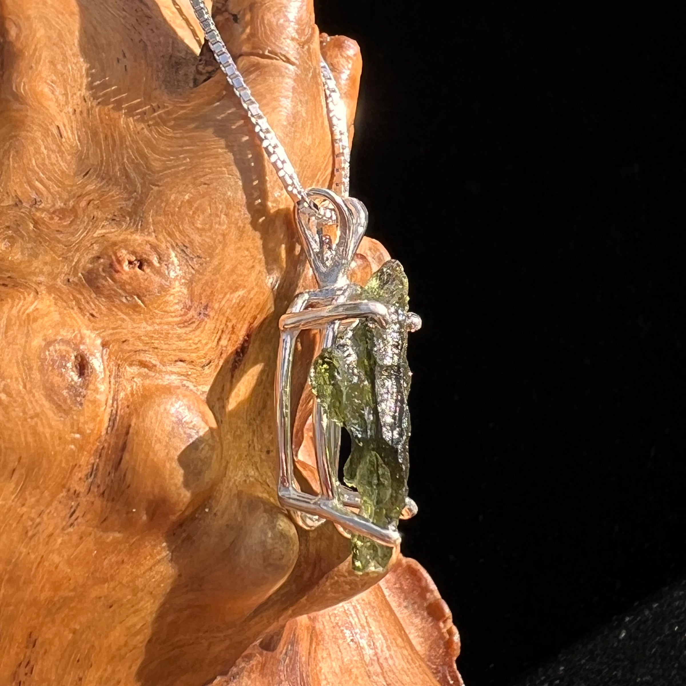 Raw Moldavite Pendant Sterling Silver #7821-Moldavite Life