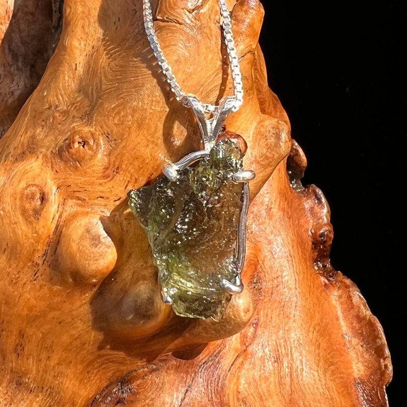 Raw Moldavite Pendant Sterling Silver #7821-Moldavite Life
