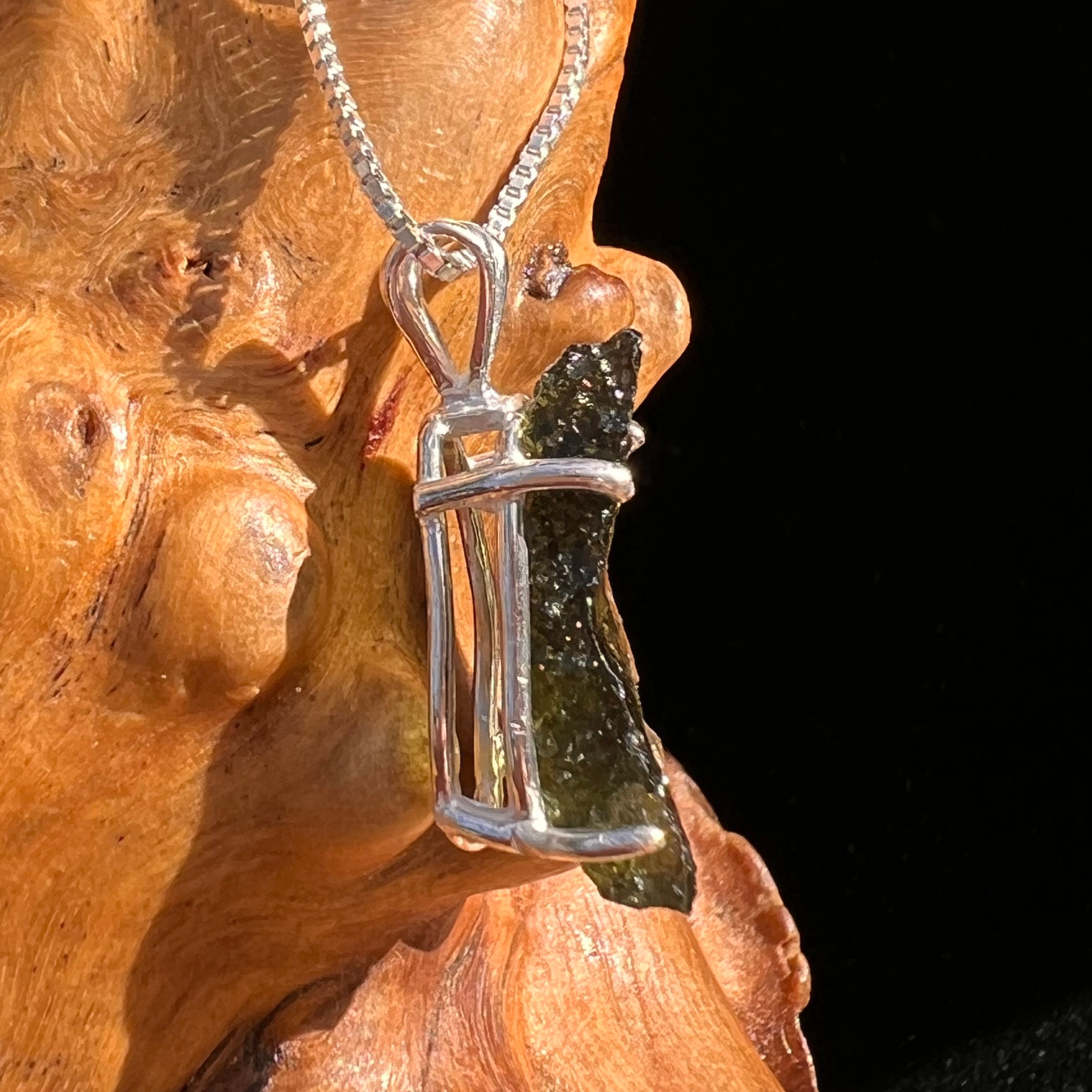 Raw Moldavite Pendant Sterling Silver #7822-Moldavite Life