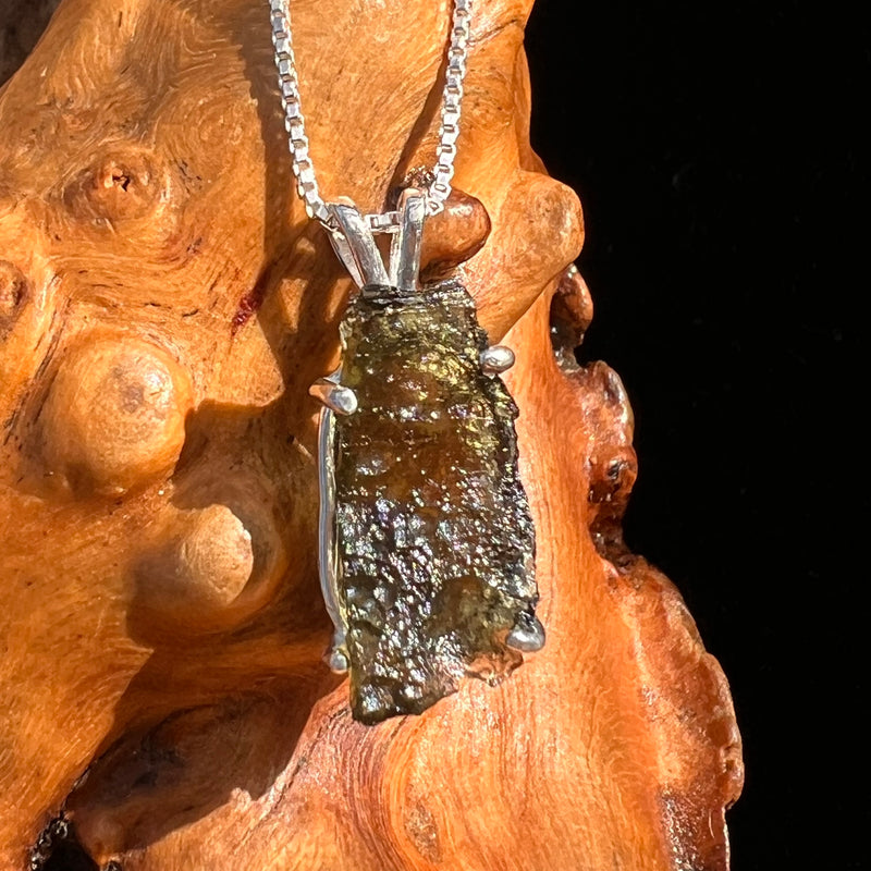 Raw Moldavite Pendant Sterling Silver #7822-Moldavite Life