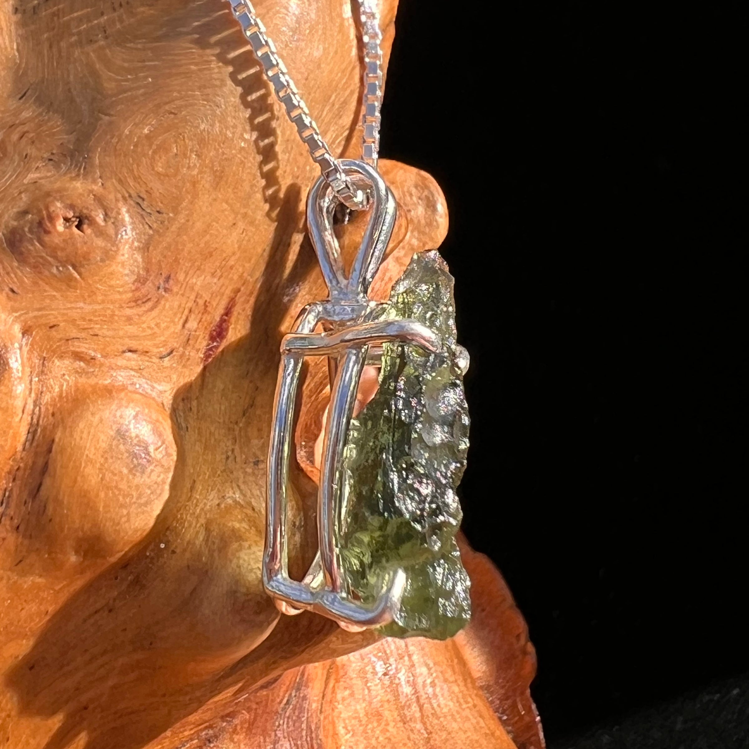 Raw Moldavite Pendant Sterling Silver #7823-Moldavite Life
