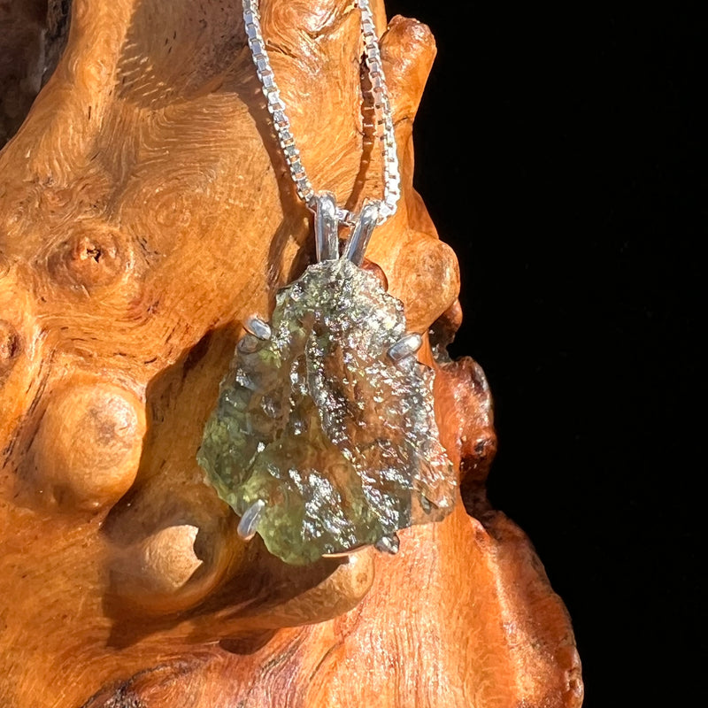 Raw Moldavite Pendant Sterling Silver #7823-Moldavite Life