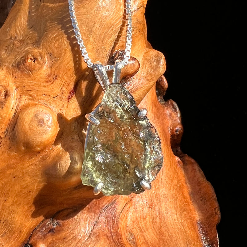 Raw Moldavite Pendant Sterling Silver #7824-Moldavite Life