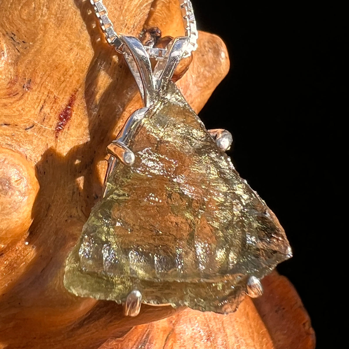 Raw Moldavite Pendant Sterling Silver #7826-Moldavite Life