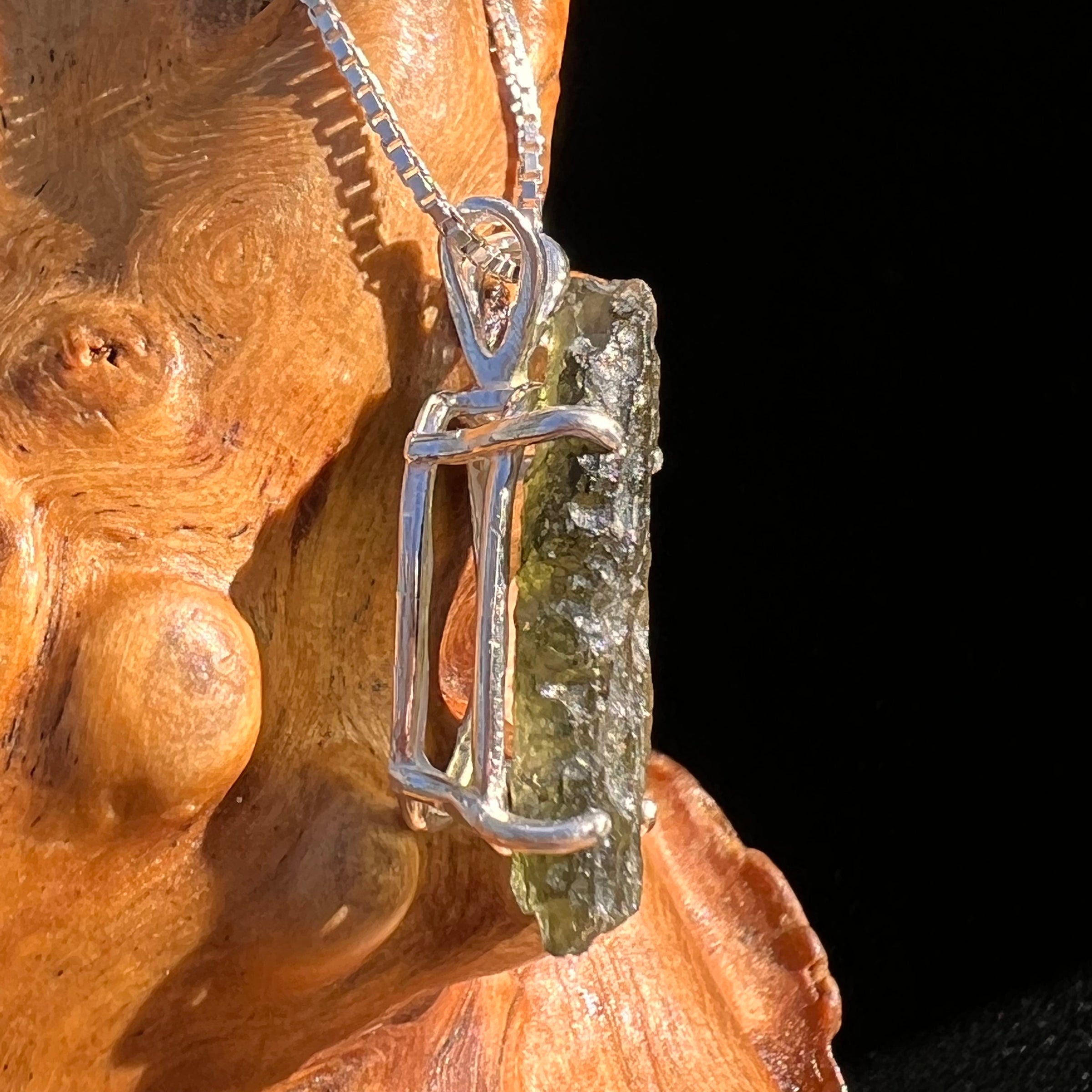 Raw Moldavite Pendant Sterling Silver #7827-Moldavite Life