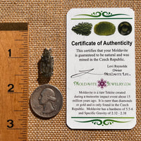 Raw Moldavite Pendant Sterling Silver #7827-Moldavite Life