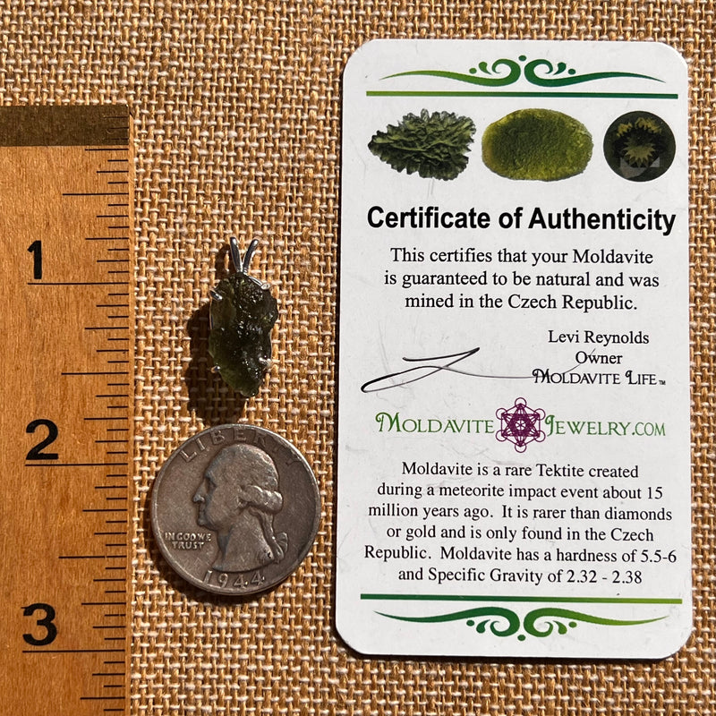 Raw Moldavite Pendant Sterling Silver #7828-Moldavite Life