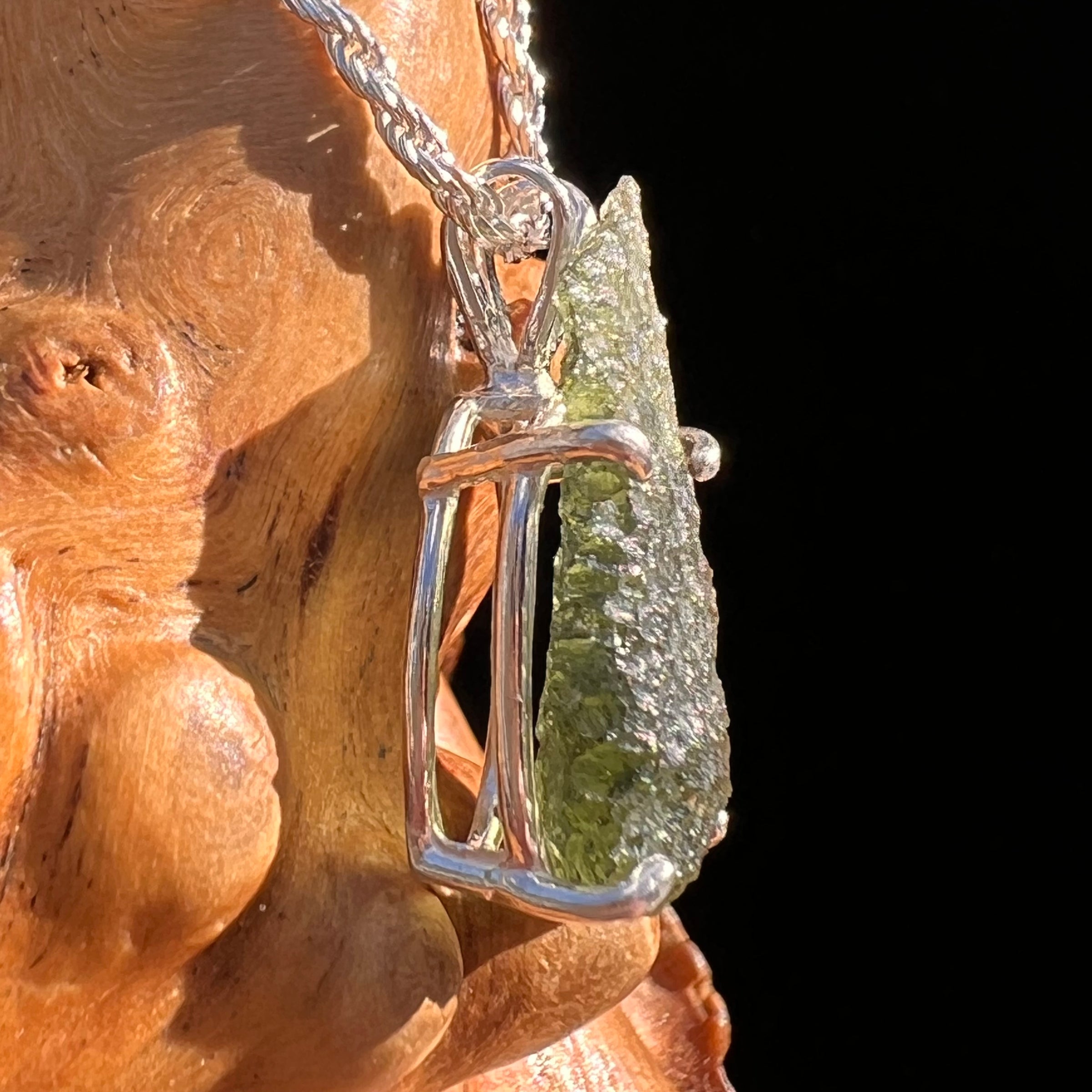 Raw Moldavite Pendant Sterling Silver #7829-Moldavite Life