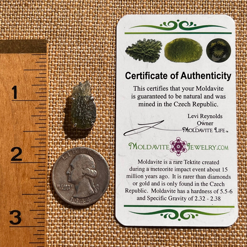 Raw Moldavite Pendant Sterling Silver #7829-Moldavite Life