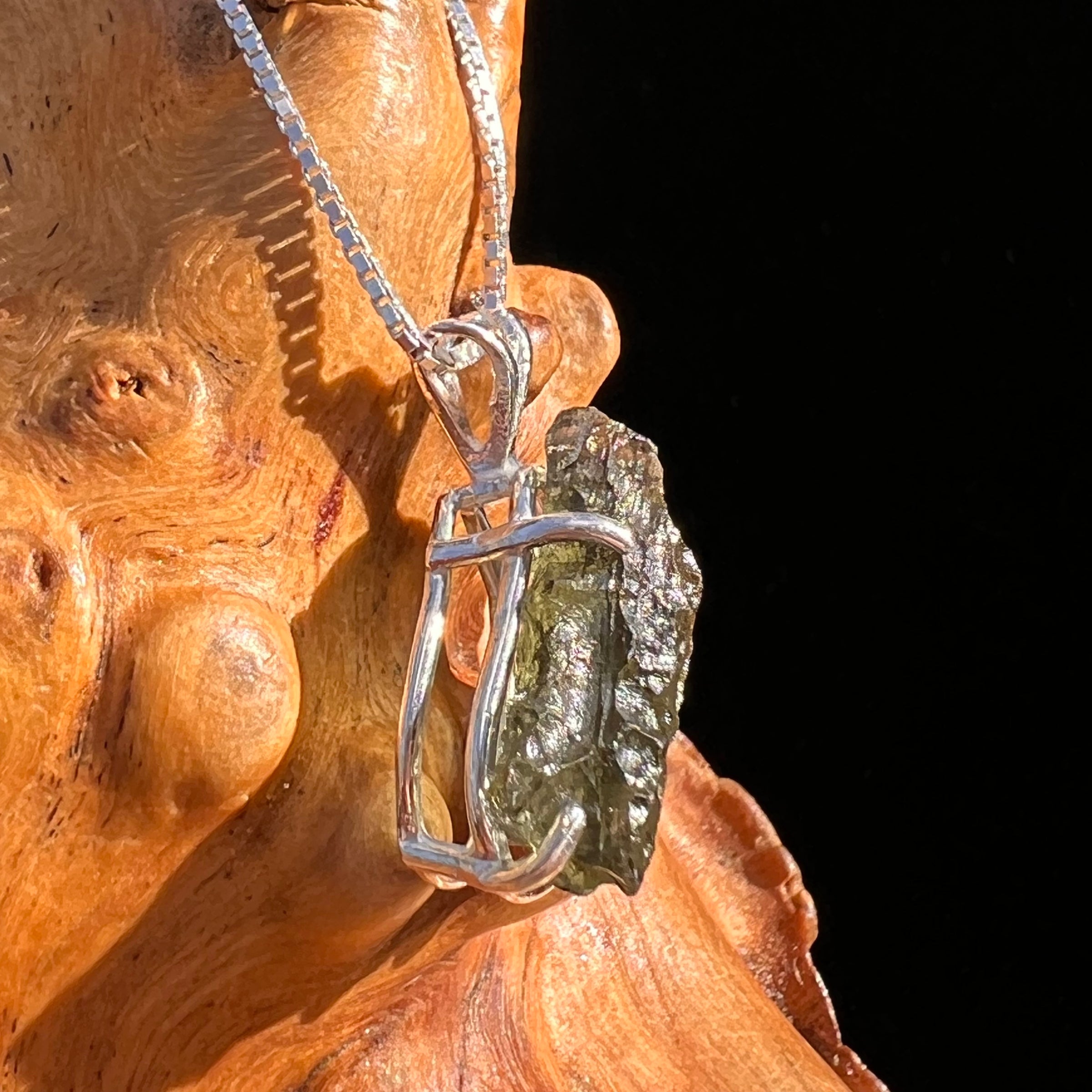 Raw Moldavite Pendant Sterling Silver #7830-Moldavite Life