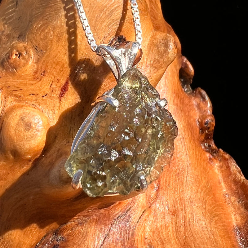 Raw Moldavite Pendant Sterling Silver #7830-Moldavite Life