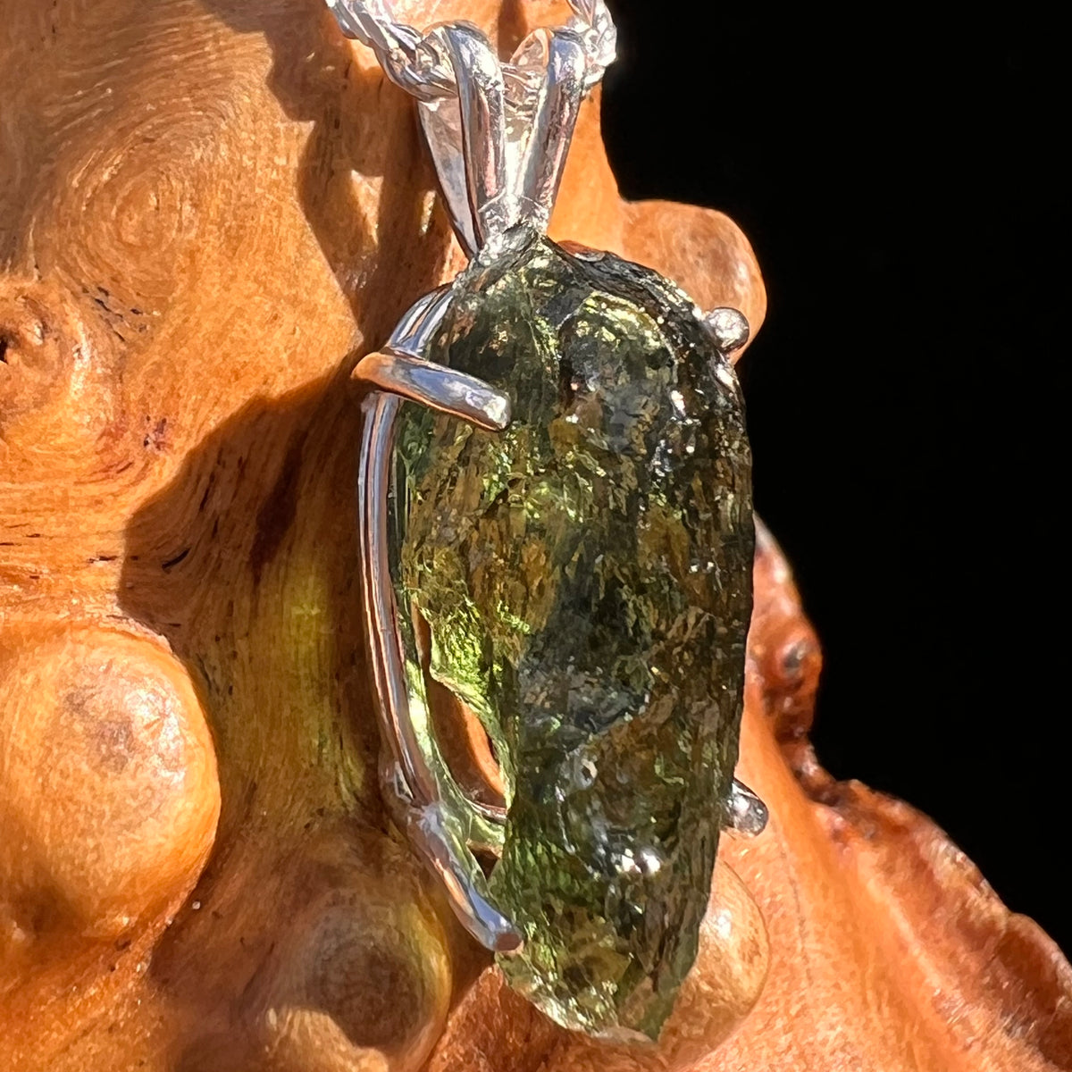 Raw Moldavite Pendant Sterling Silver #7831-Moldavite Life