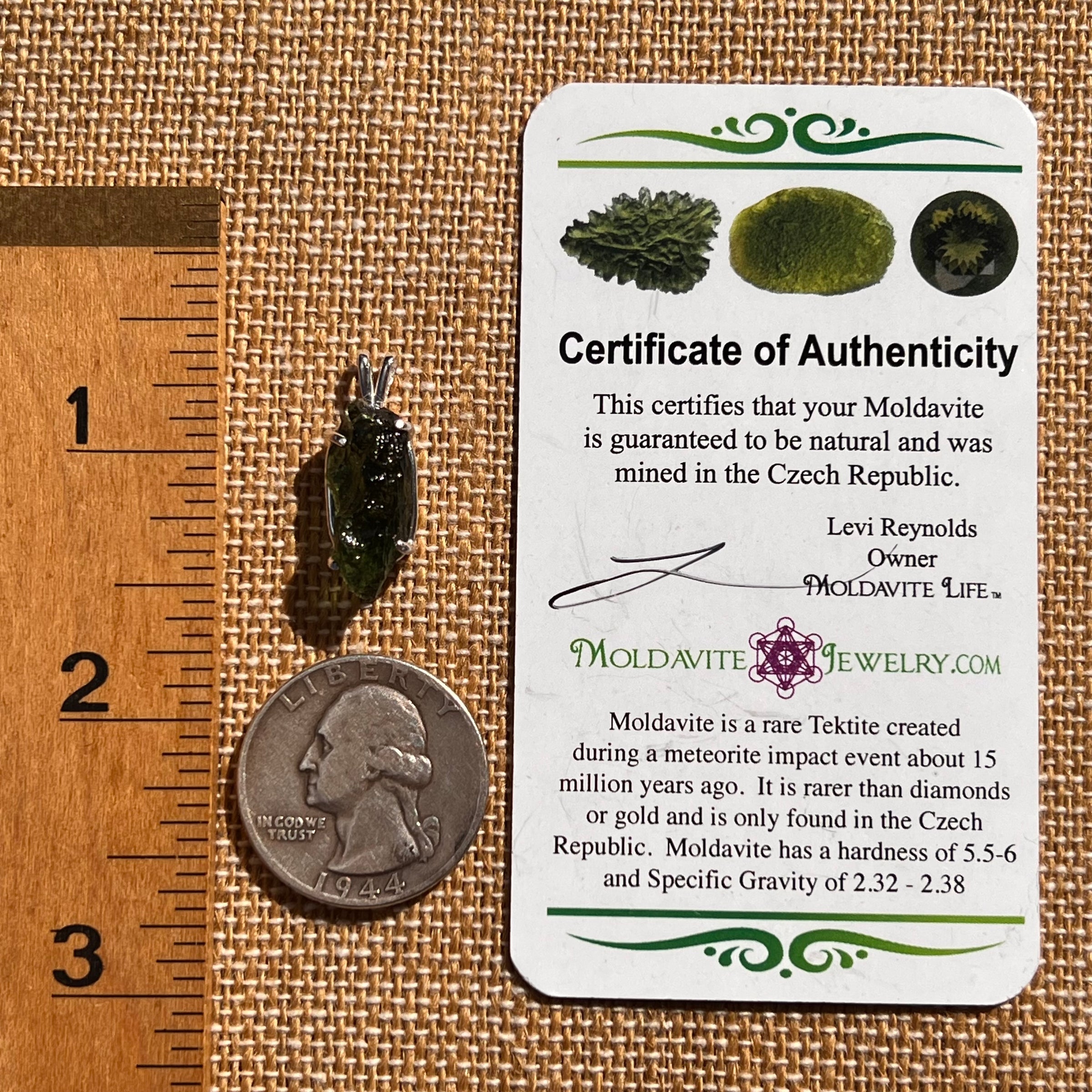Raw Moldavite Pendant Sterling Silver #7831-Moldavite Life