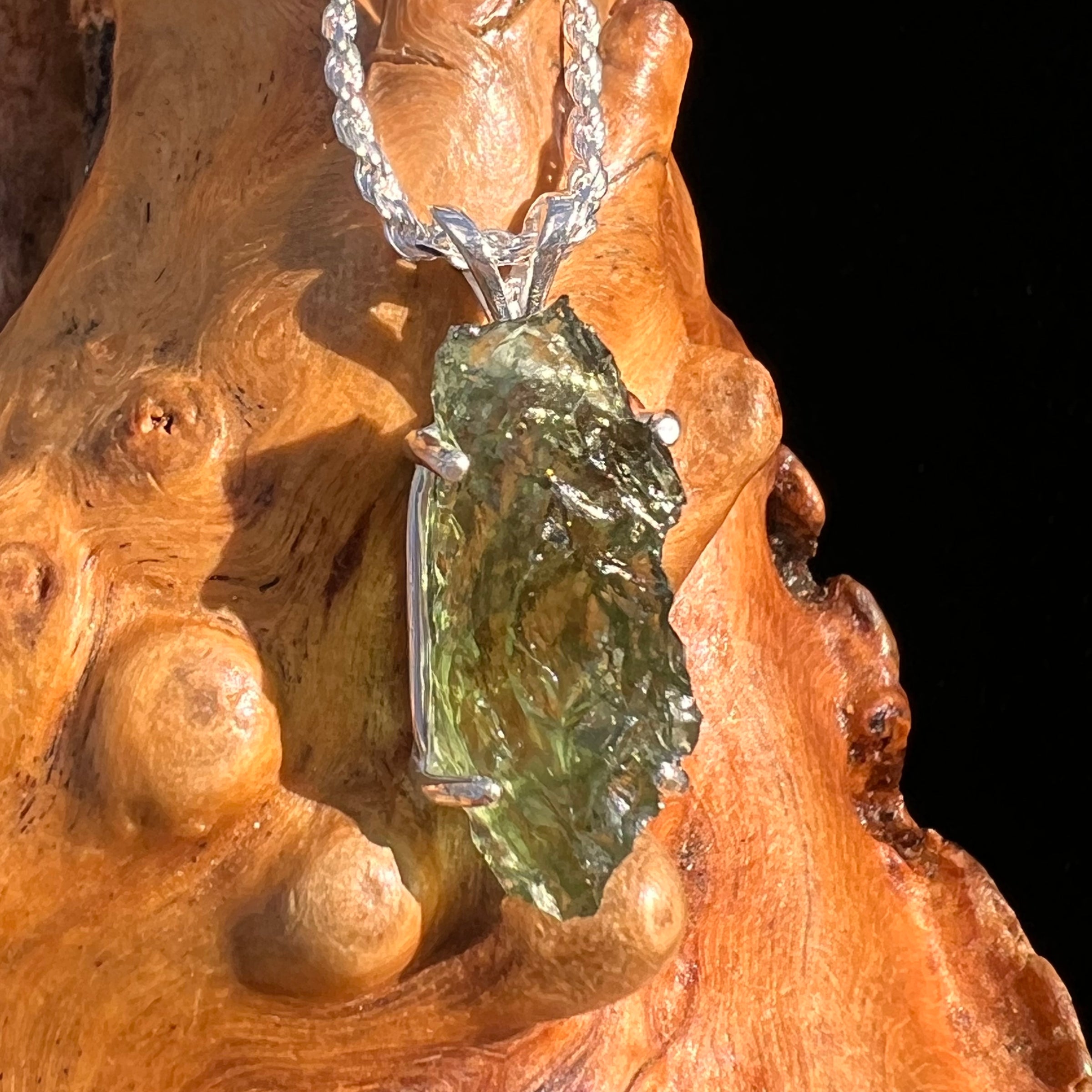 Raw Moldavite Pendant Sterling Silver #7832-Moldavite Life
