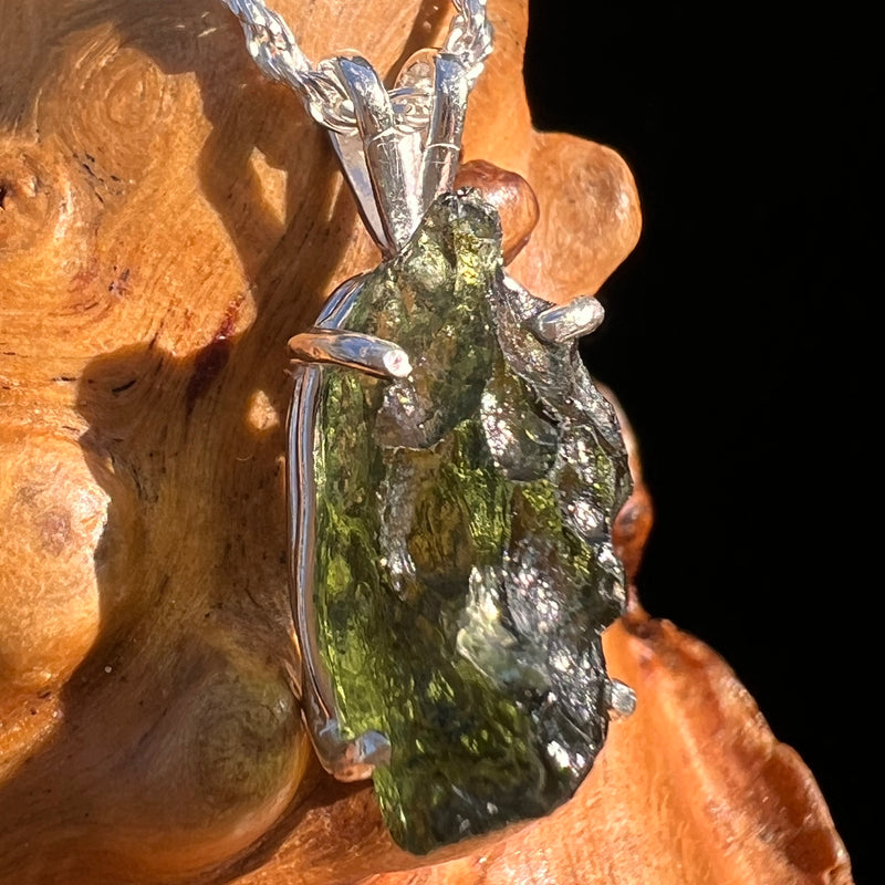 Raw Moldavite Pendant Sterling Silver #7833-Moldavite Life