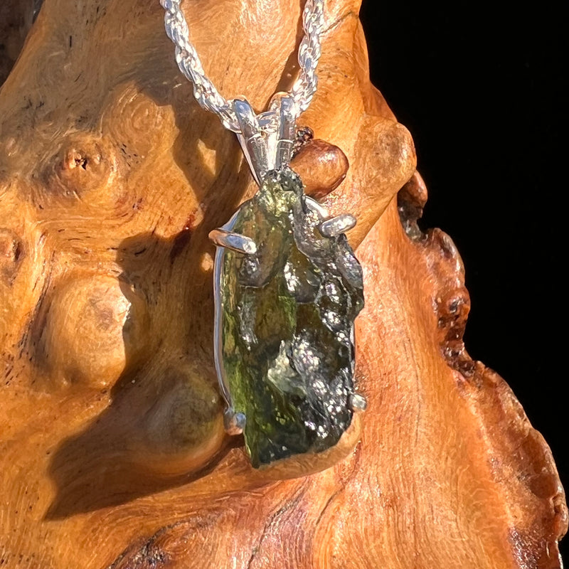 Raw Moldavite Pendant Sterling Silver #7833-Moldavite Life