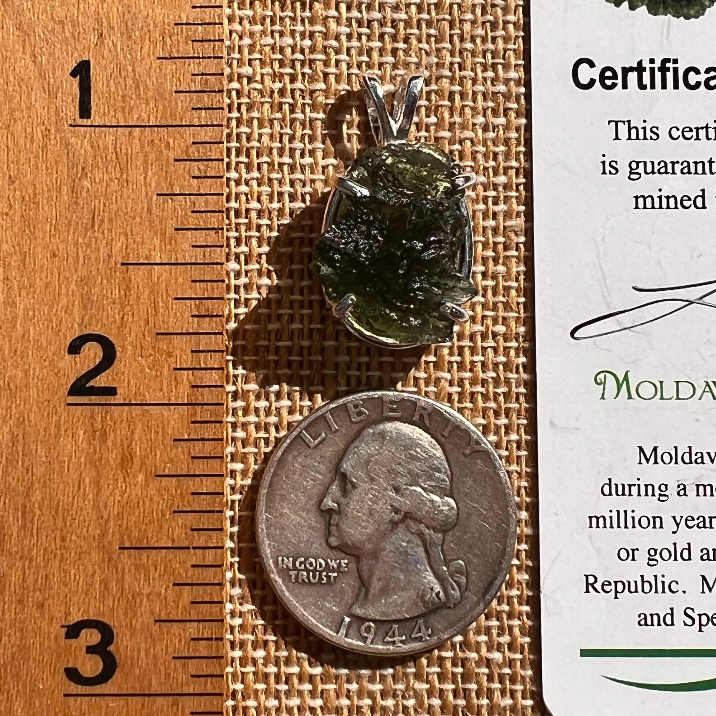 Raw Moldavite Pendant Sterling Silver #7834-Moldavite Life