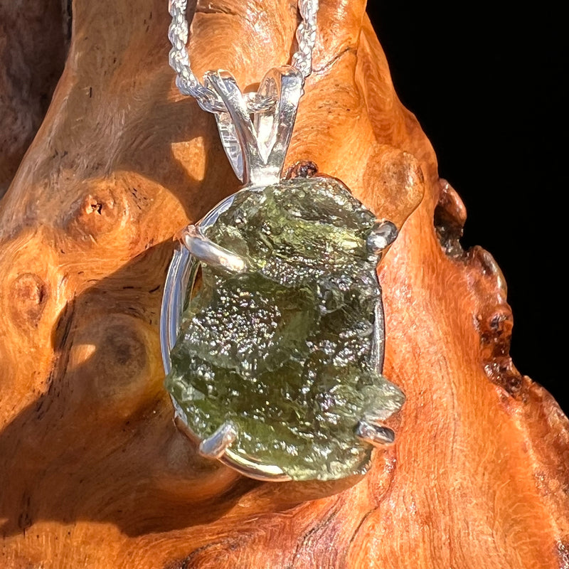 Raw Moldavite Pendant Sterling Silver #7834-Moldavite Life