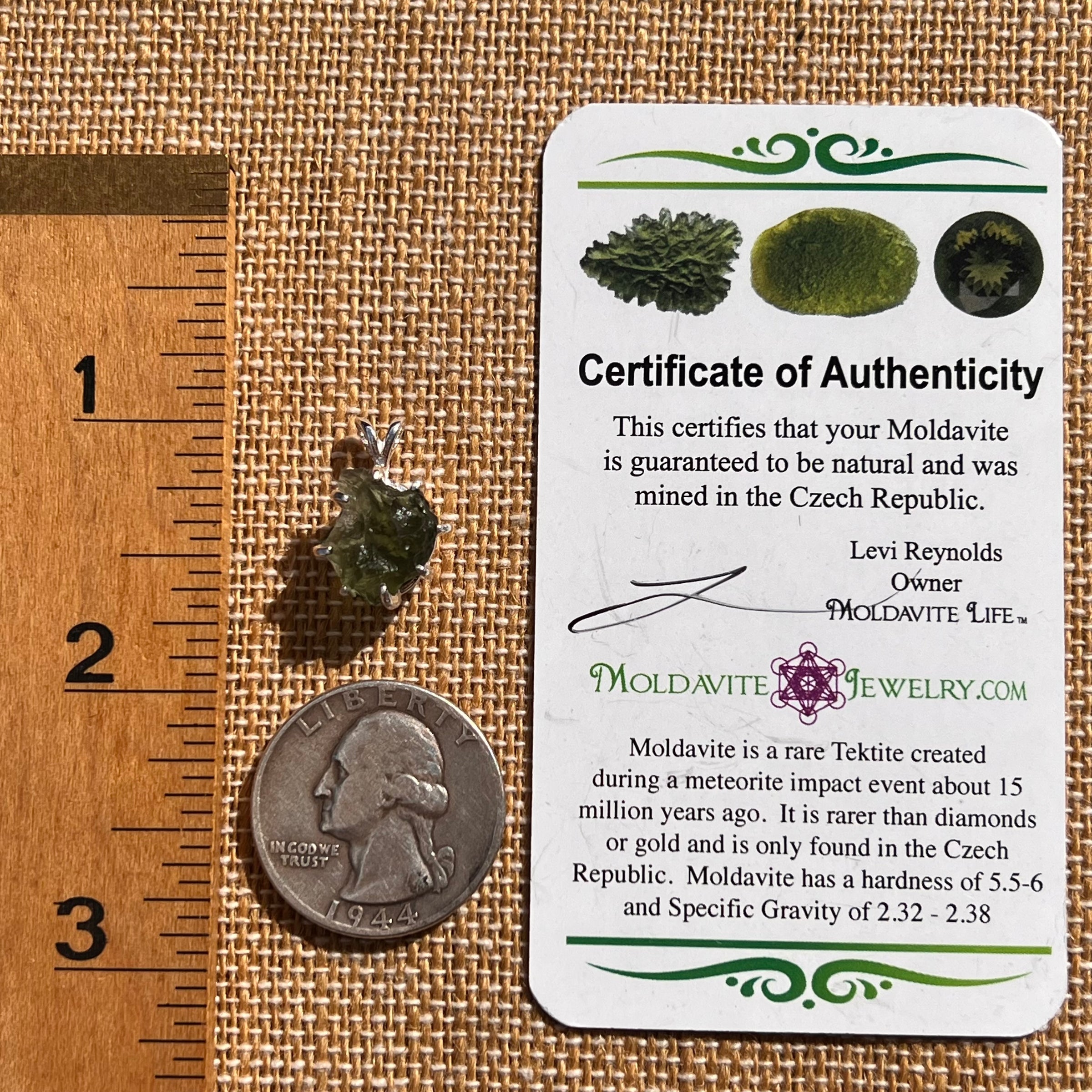 Raw Moldavite Pendant Sterling Silver #7835-Moldavite Life