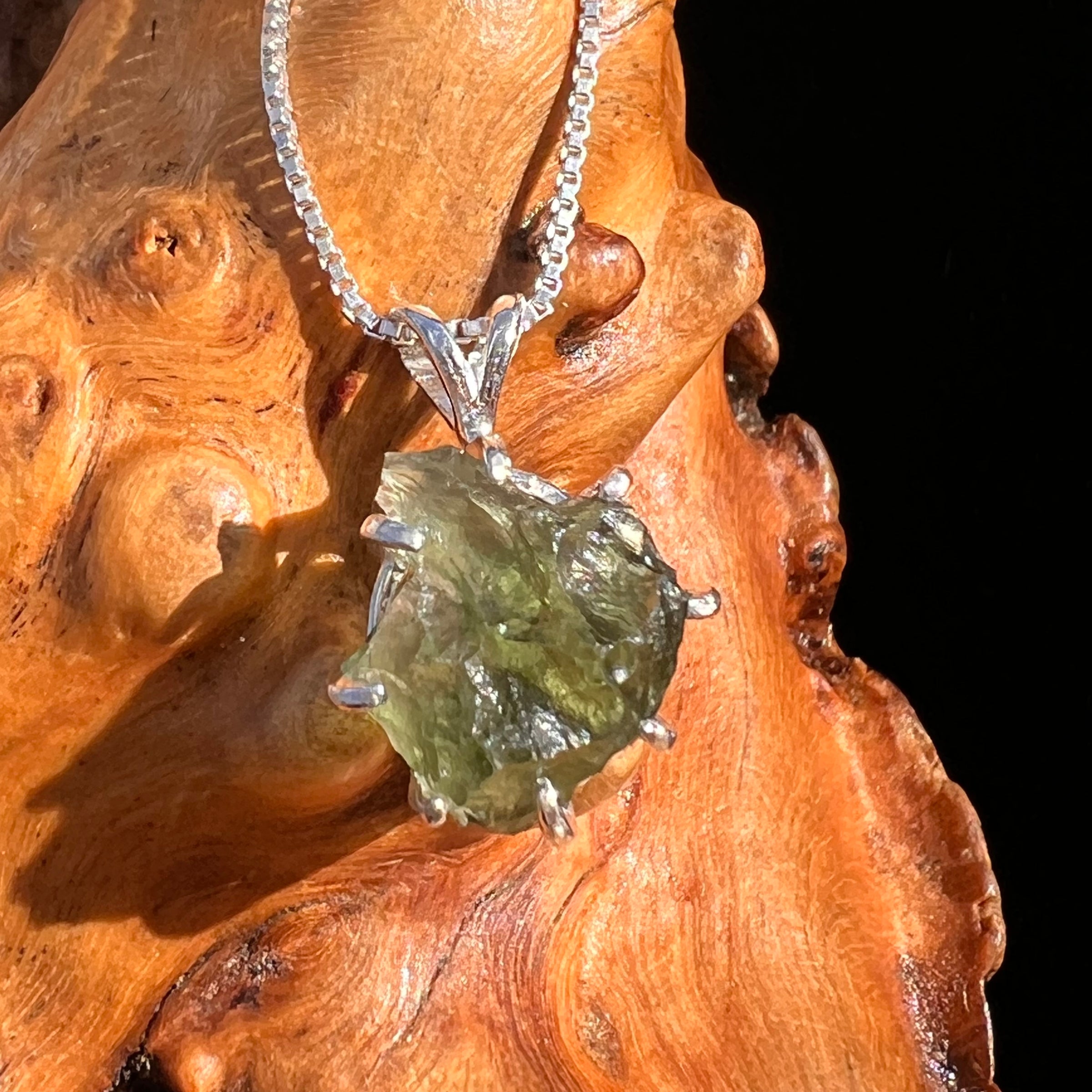 Raw Moldavite Pendant Sterling Silver #7835-Moldavite Life
