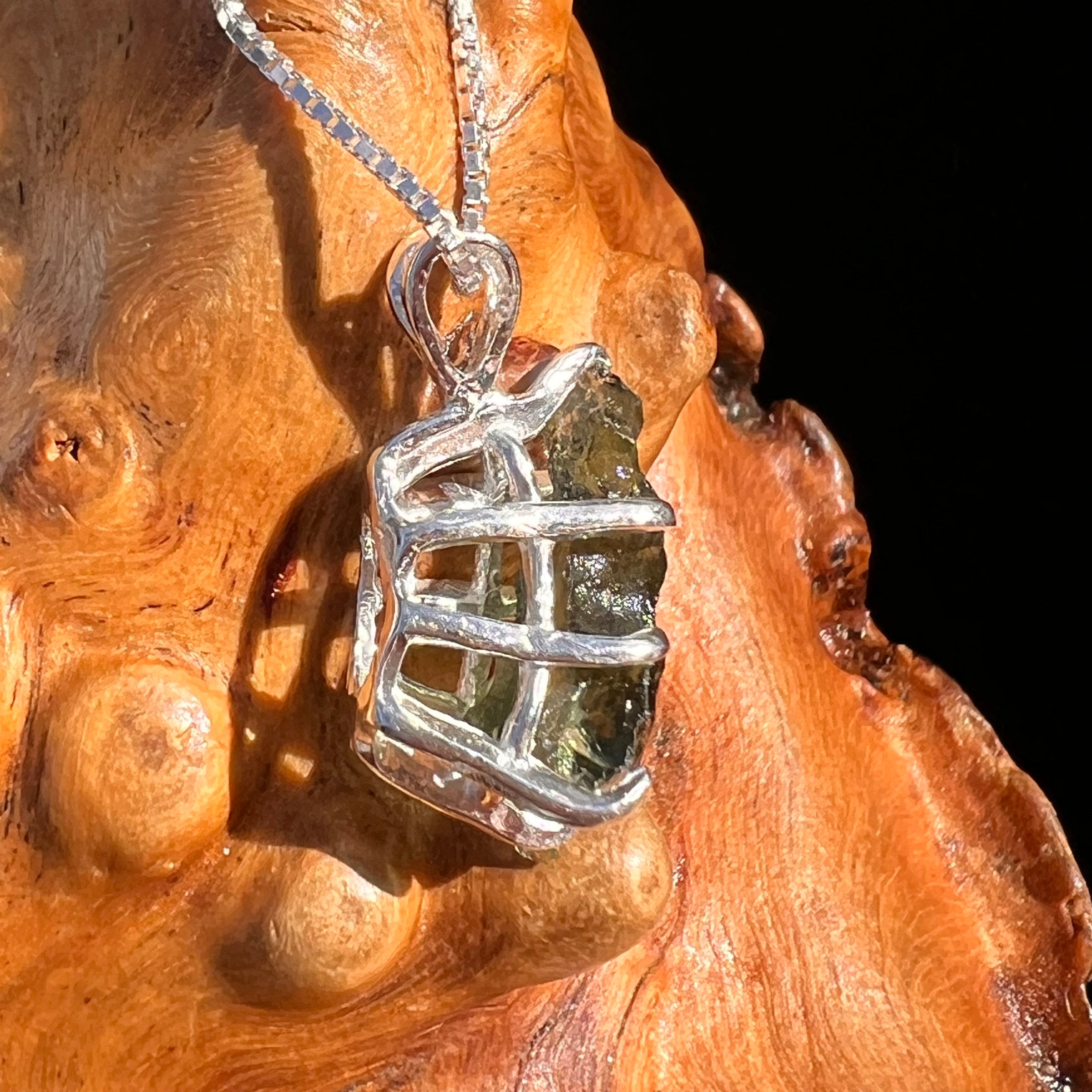 Raw Moldavite Pendant Sterling Silver #7836-Moldavite Life