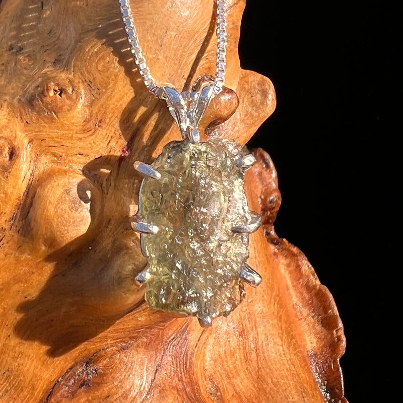 Raw Moldavite Pendant Sterling Silver #7837-Moldavite Life
