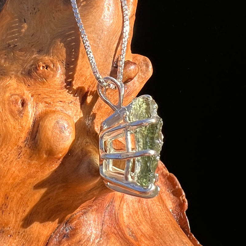 Raw Moldavite Pendant Sterling Silver #7838-Moldavite Life