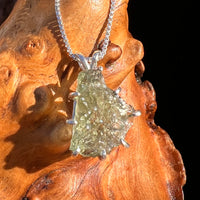 Raw Moldavite Pendant Sterling Silver #7838-Moldavite Life