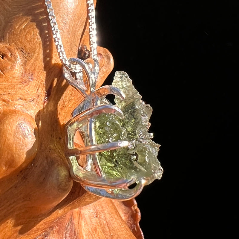 Raw Moldavite Pendant Sterling Silver #7839-Moldavite Life