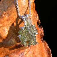 Raw Moldavite Pendant Sterling Silver #7839-Moldavite Life