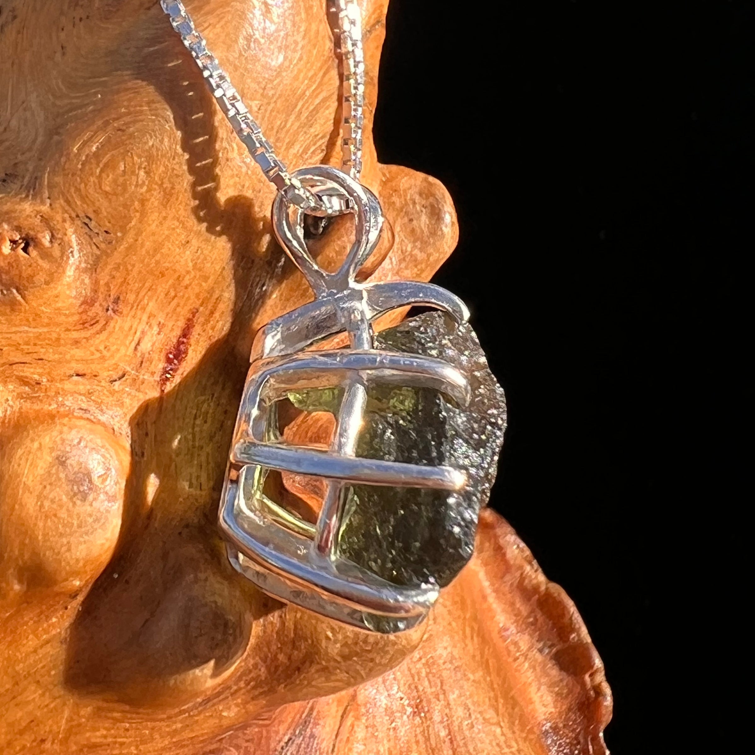 Raw Moldavite Pendant Sterling Silver #7840-Moldavite Life