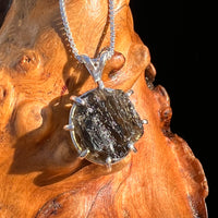 Raw Moldavite Pendant Sterling Silver #7841-Moldavite Life