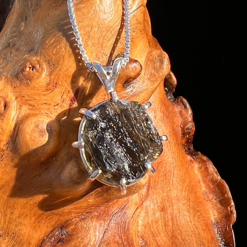 Raw Moldavite Pendant Sterling Silver #7841-Moldavite Life