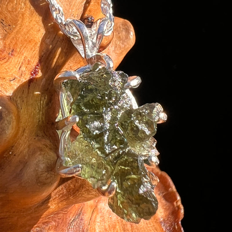 Raw Moldavite Pendant Sterling Silver #7843-Moldavite Life