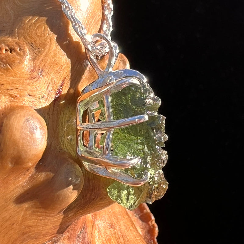 Raw Moldavite Pendant Sterling Silver #7843-Moldavite Life