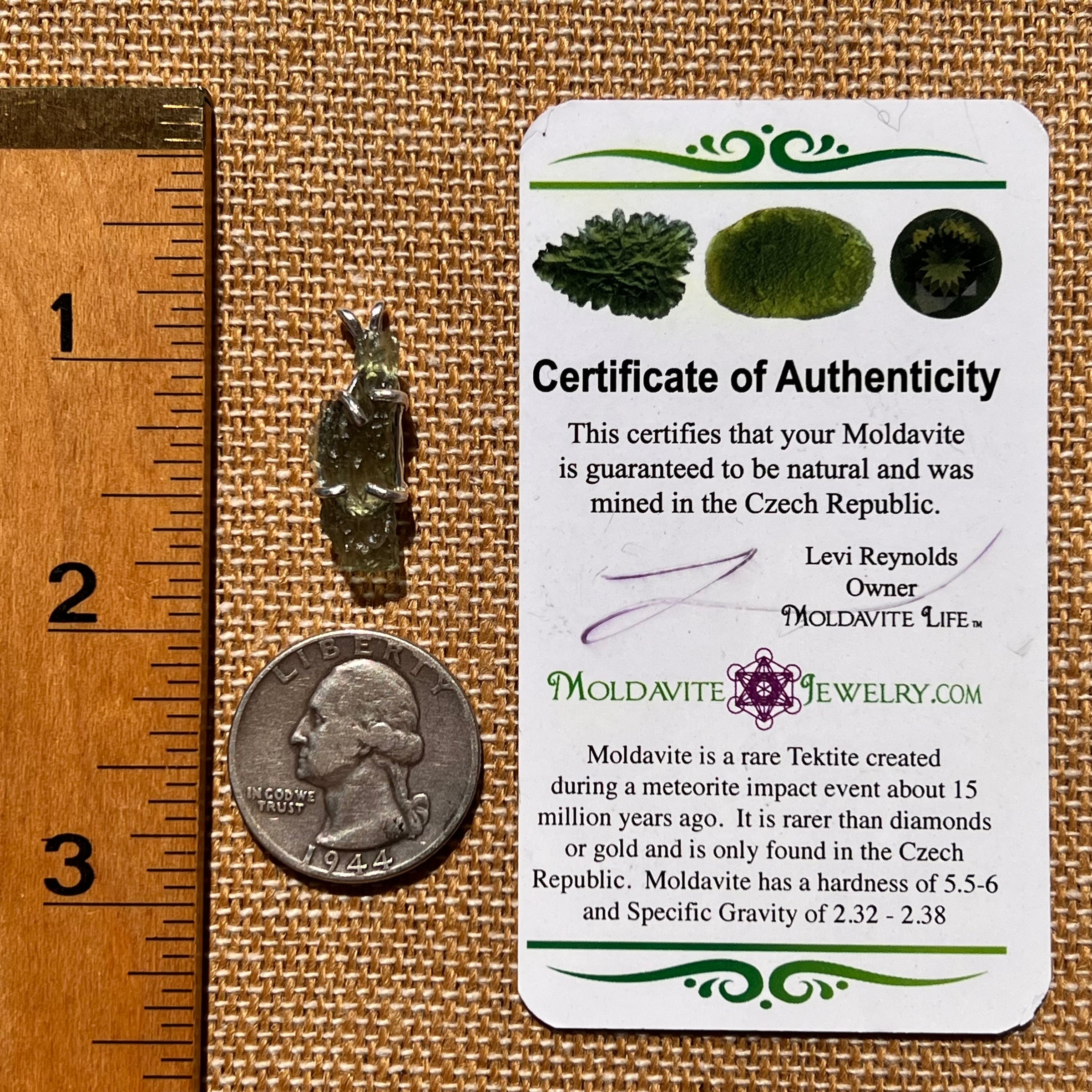 Raw Moldavite Pendant Sterling Silver #8082-Moldavite Life