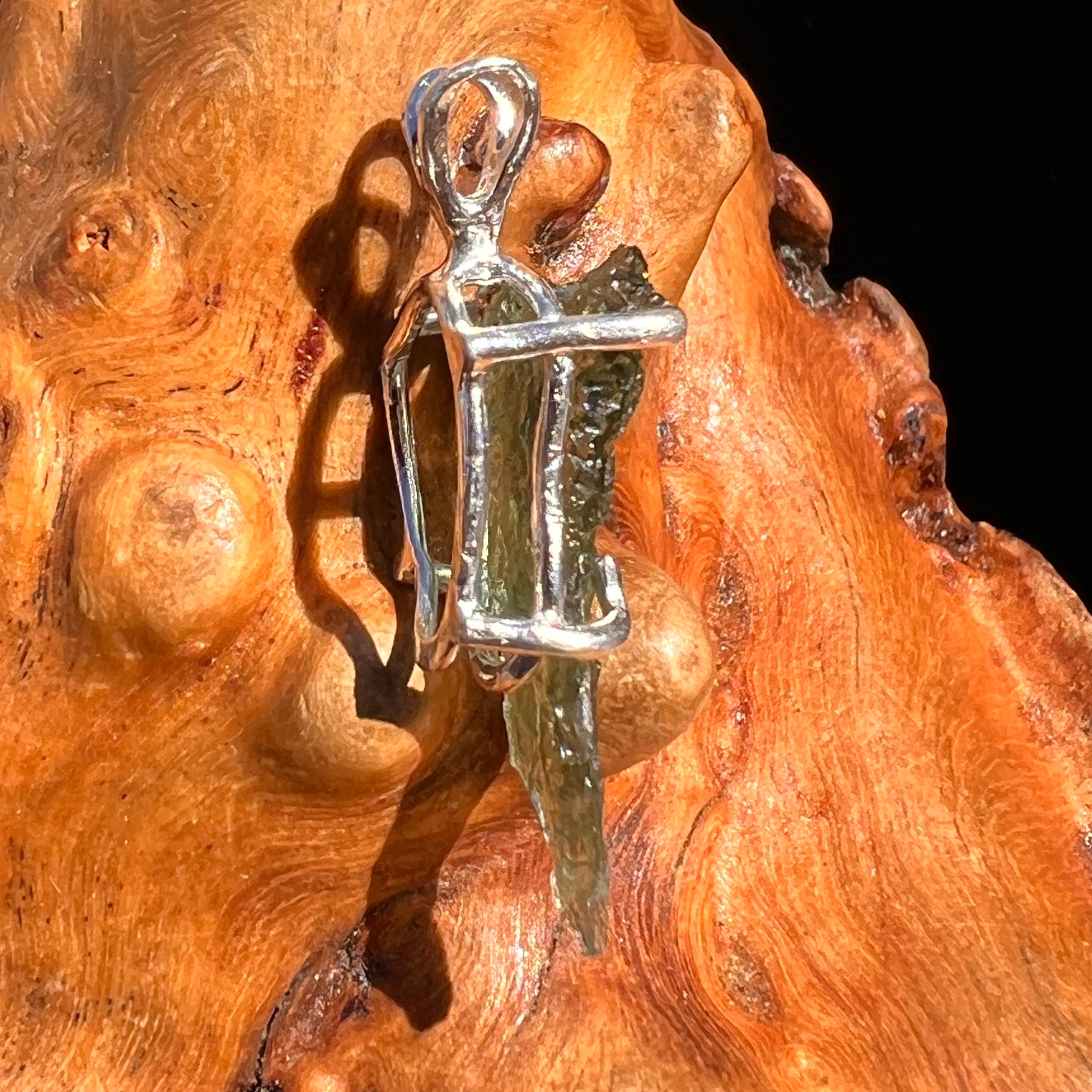 Raw Moldavite Pendant Sterling Silver #8083-Moldavite Life