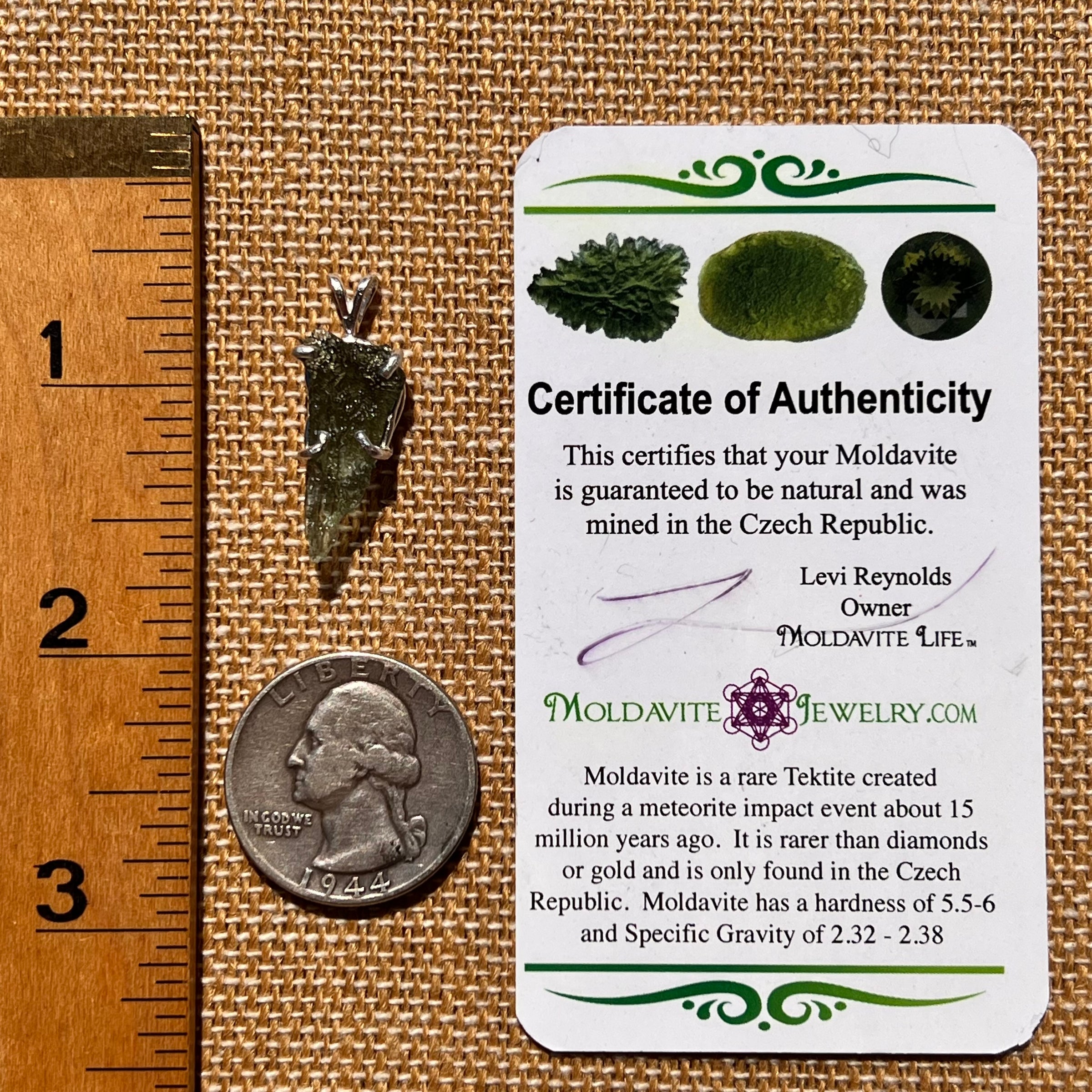 Raw Moldavite Pendant Sterling Silver #8083-Moldavite Life