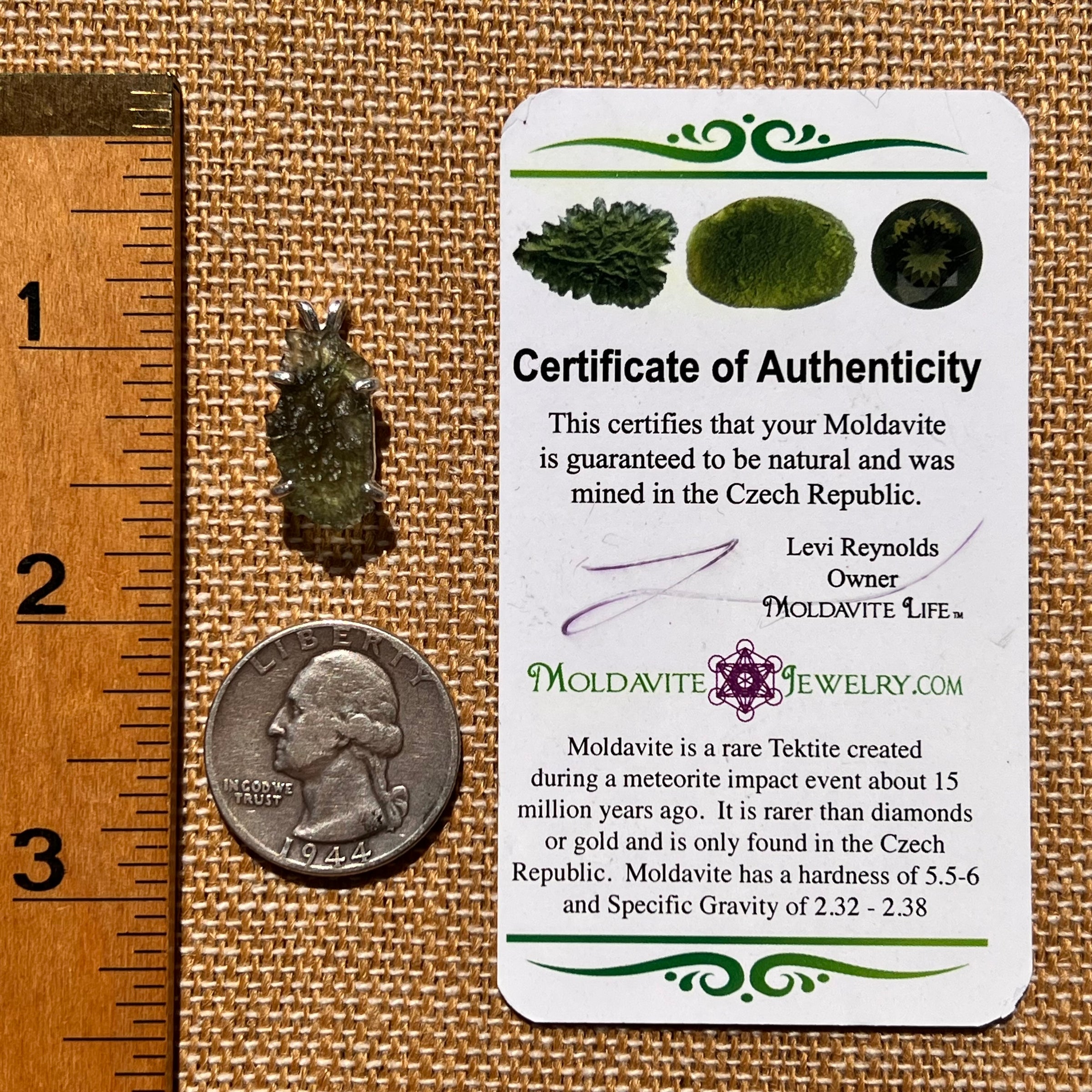 Raw Moldavite Pendant Sterling Silver #8084-Moldavite Life