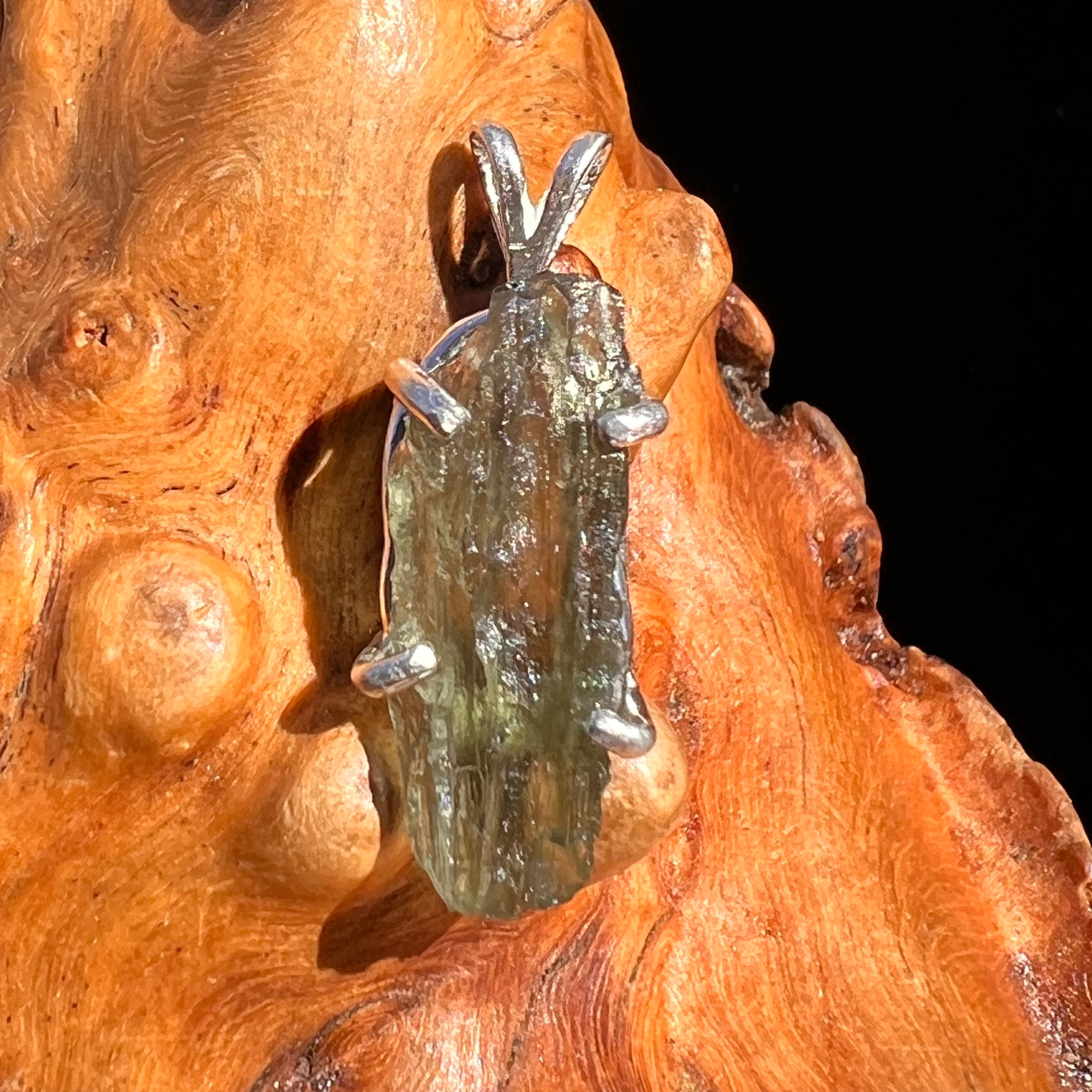 Raw Moldavite Pendant Sterling Silver #8085-Moldavite Life