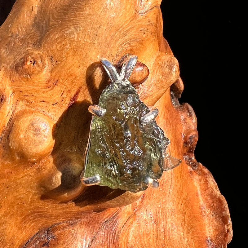 Raw Moldavite Pendant Sterling Silver #8088-Moldavite Life